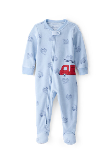 Pijama una pieza de micropolar, con pie, diseño bomberos Sin color