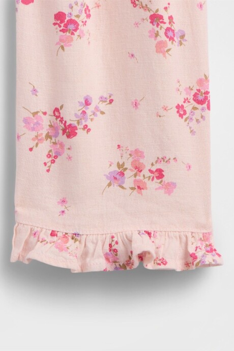 Pantalón De Lino Mujer Pink Floral