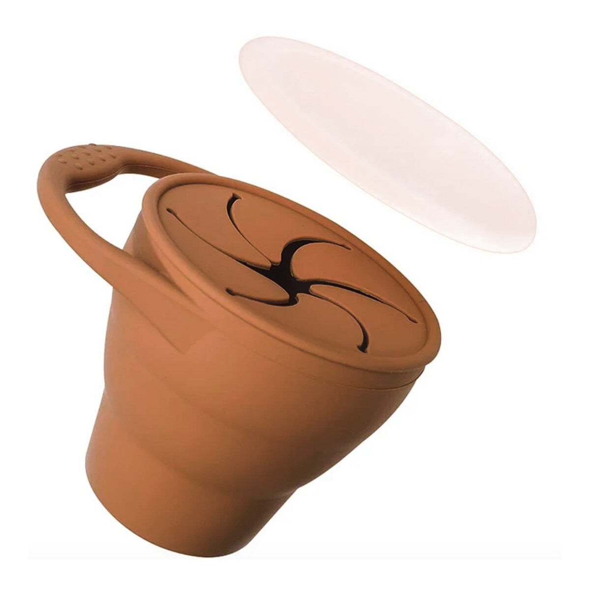 Porta snacks de silicona con tapa Marrón 