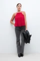 Top plisado rojo