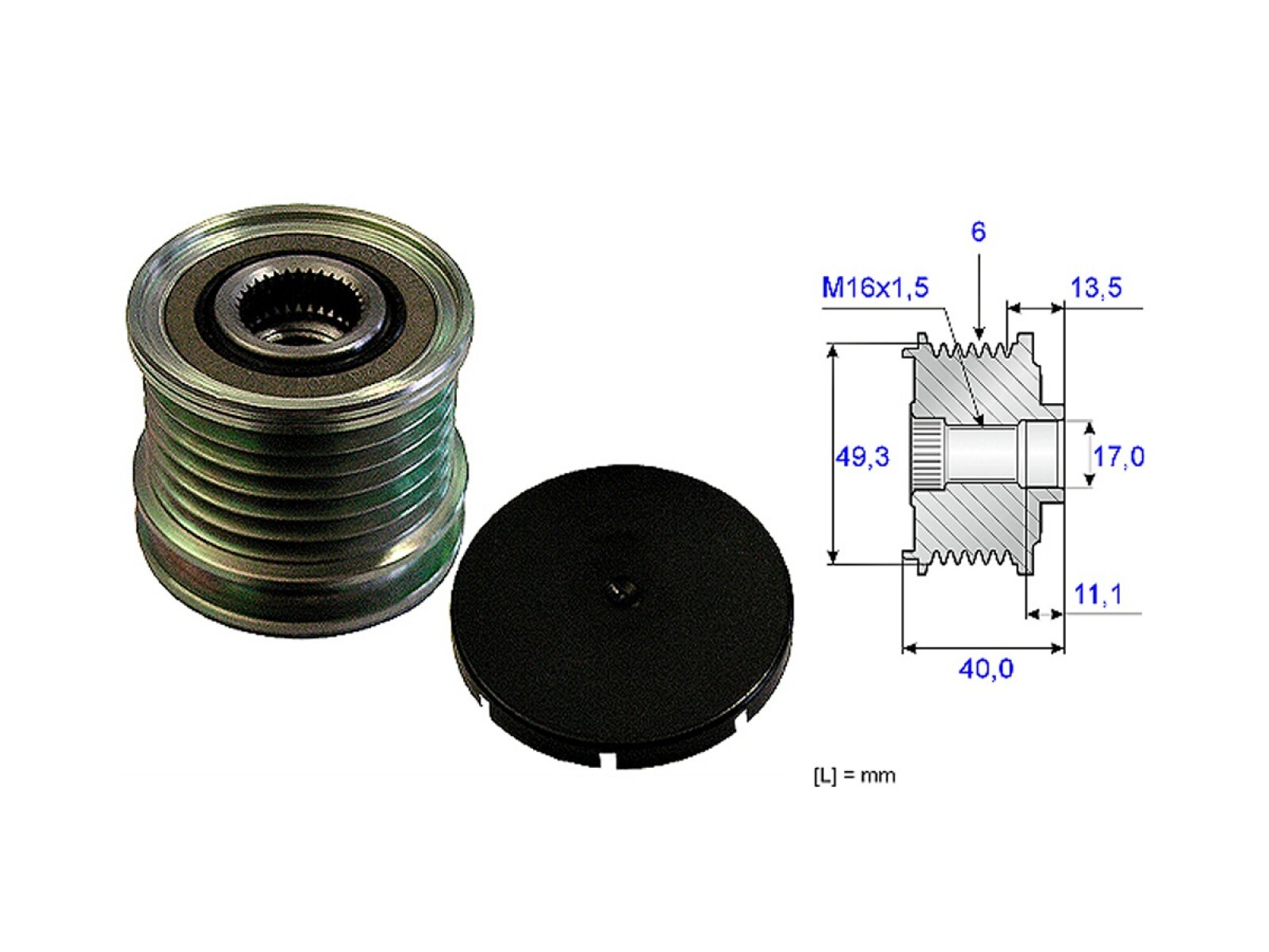 Polea Alternador Marcha Libre Mini Paceman Cooper S (R61)/Clubman Cooper S (R55)/Cooper S (R56)/Countryman Cooper (R60)/Cooper ( 