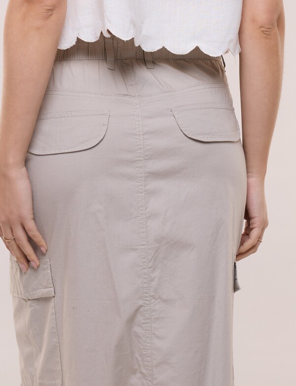 Falda Cargo Con Cintura Elastizada BEIGE