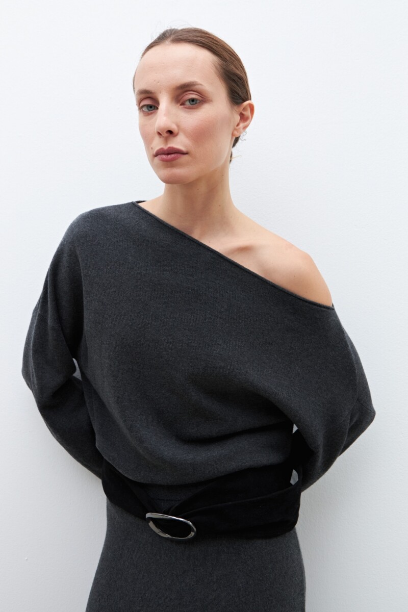 Sweater asimétrico gris melange