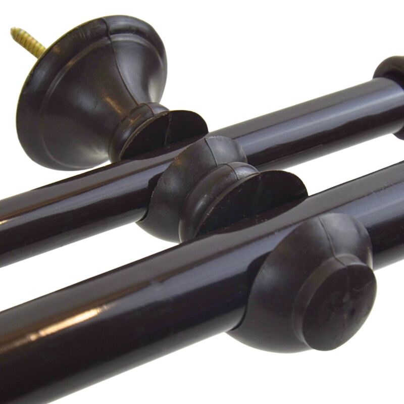 Barrote cortina doble de metal 1,5 m + 2 Soportes MARRON OSCURO