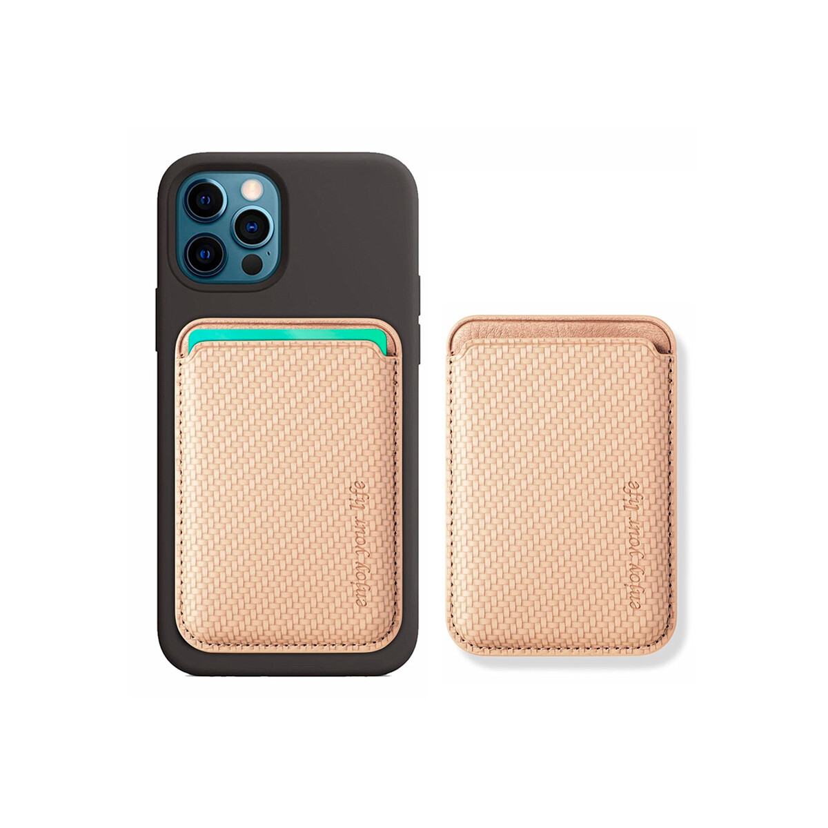 Porta tarjetas magnético color beige 