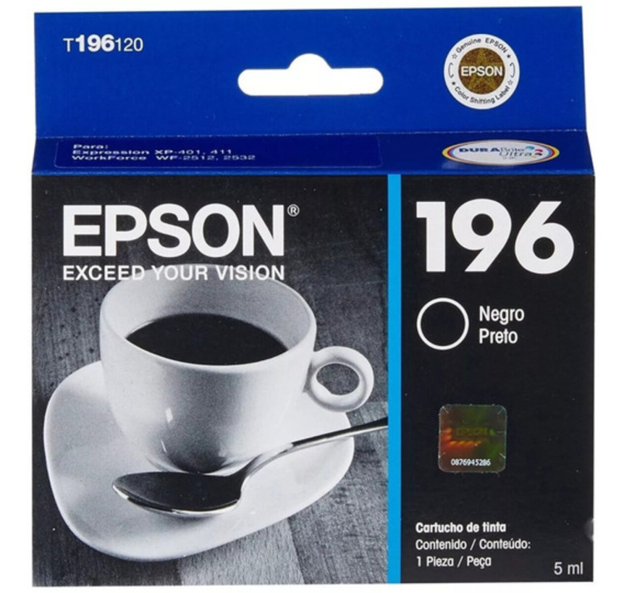 EPSON T196120 NEGRO XP-401/411 WF-2512,2532 5ML - Epson T196120 Negro Xp-401/411 Wf-2512,2532 5ml 