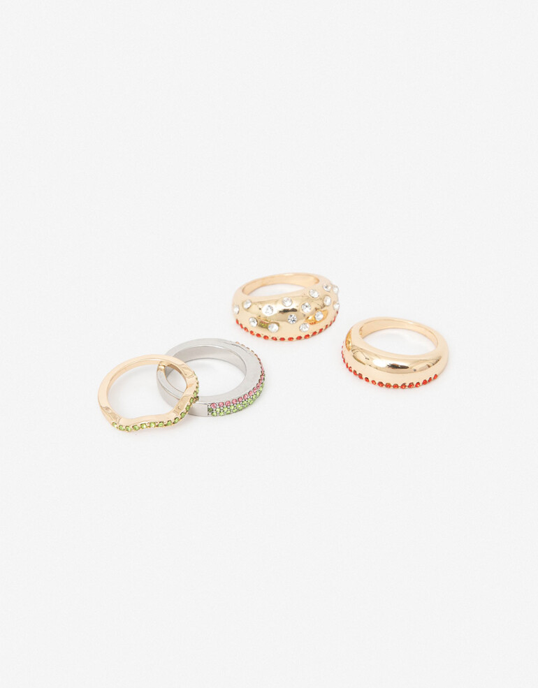 Sets Anillos Color Set De Anillos Hamburguesa Foodie - Dorado