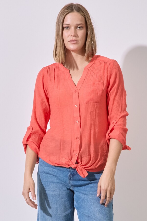 Blusa Botones Nudo ANARANJADO