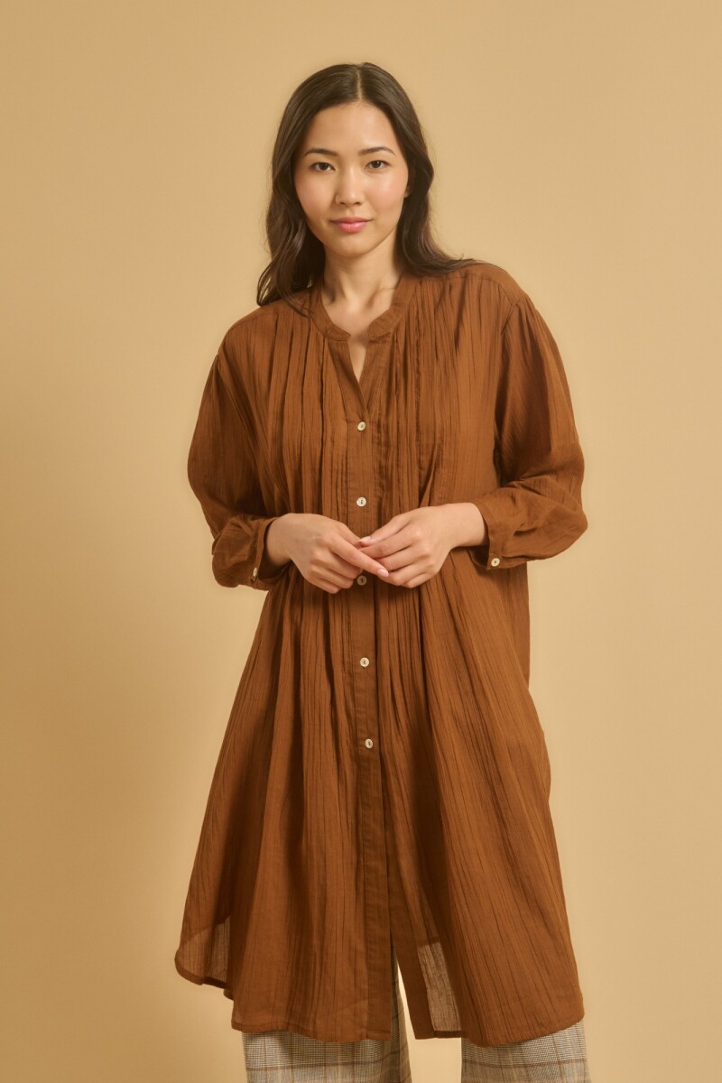 VESTIDO CAMISERO CORTO Camel
