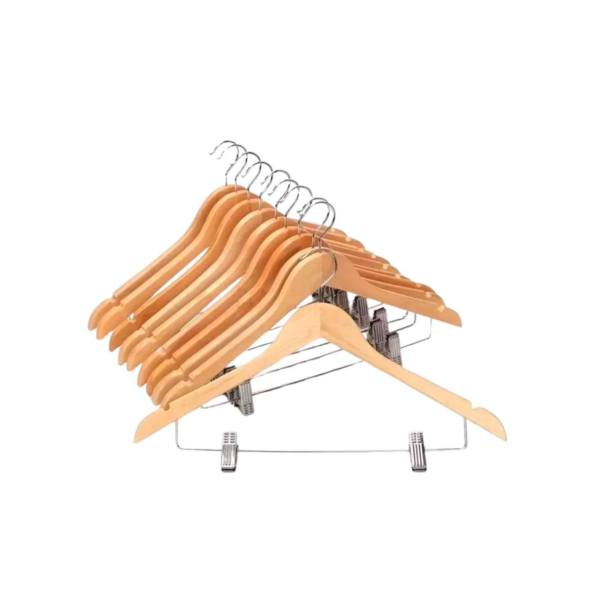 Percha de madera con pinzas x 10 resistente 