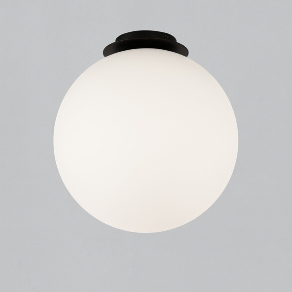 Lámpara de techo negro con globo opal E27 Ø300mm BA0154