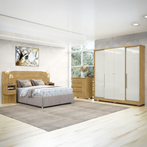 Juego Dormitorio Monaco Ropero 6 Puertas Comoda 4 Cajones 1 Puerta Respaldo Mesas De Luz - Marrocos Off White Juego Dormitorio Monaco Ropero 6 Puertas Comoda 4 Cajones 1 Puerta Respaldo Mesas De Luz - Marrocos Off White