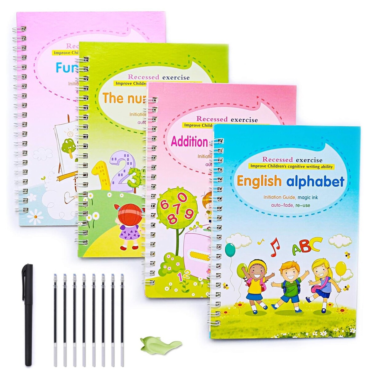 Kit 4 Cuadernos Aprendizaje Infantil Magico Abecedario Y Más - Variante Diseños Surtidos 