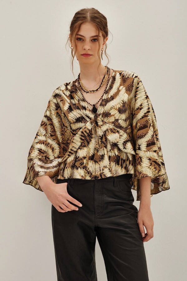 Camisa Isabella Gaelle Lurex Dorado