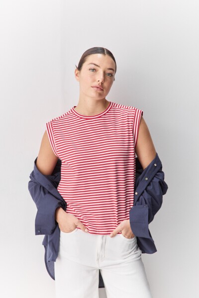 REMERA ALBIZI Blanco/Rojo