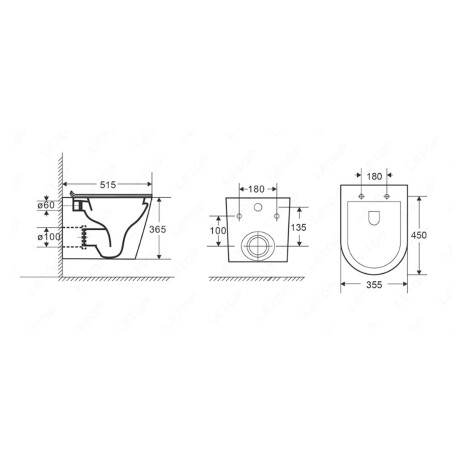 INODORO DE COLGAR GRIS GRAFITO MATE 000