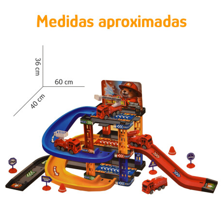 Pista De Bomberos Con Camiones Rampas Accesorios 33 Piezas Rojo