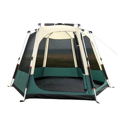Carpa hexagonal automática con toldo - 4 personas Verde