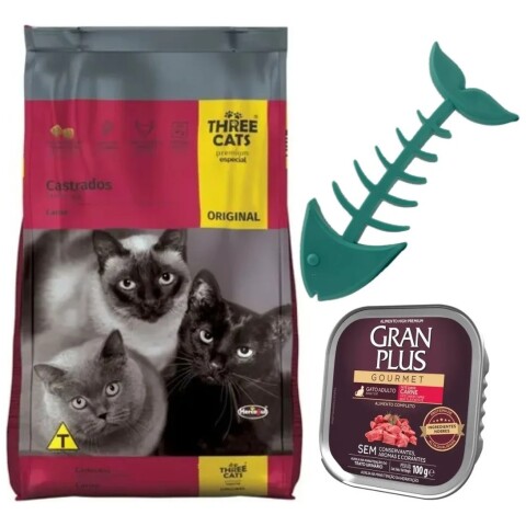 THREE CATS CASTRADOS 15 KILOS + REGALOS