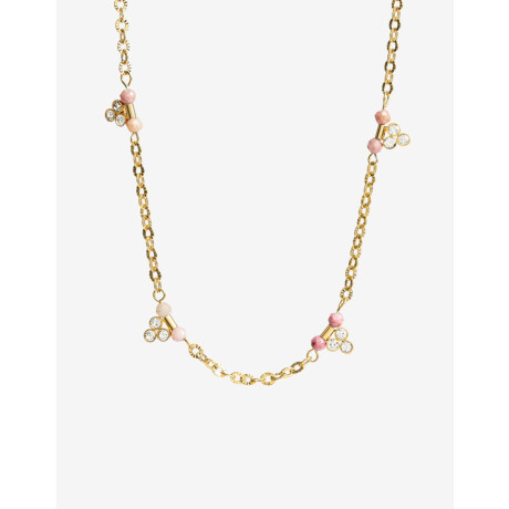 Collar De Acero Dorado Con Piedra Natural Dorado