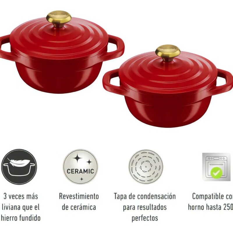 Set 2 Ollas Tefal 11cm | Mini-cocotte Air | Color rojo. Set 2 Ollas Tefal 11cm | Mini-cocotte Air | Color rojo.