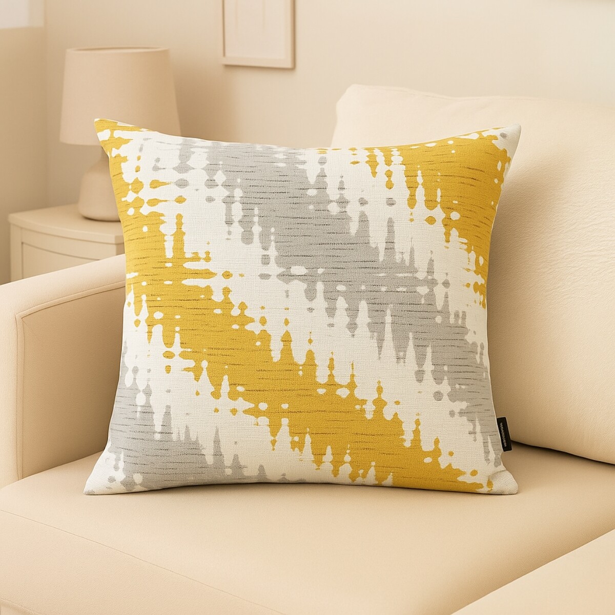 Funda de almohadones lisa 43 x 43 cm - RAYAS MOSTAZA 