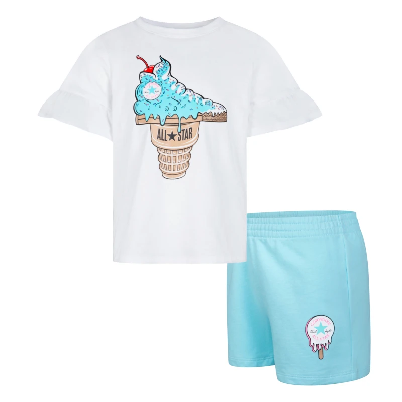 Conjunto Sleeve Ruffle Top de Niña Multicolor