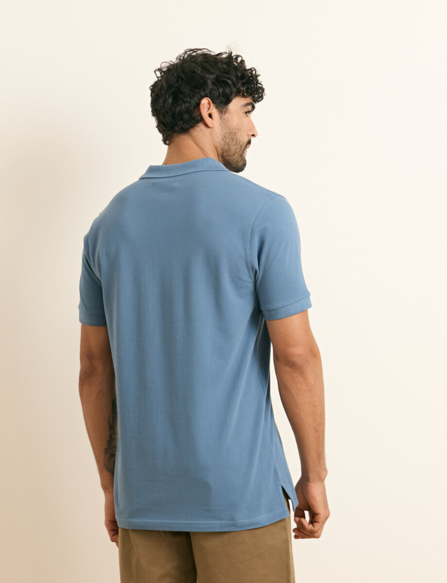 520752 REMERA HARRINGTON LABEL Azul Piedra Melange