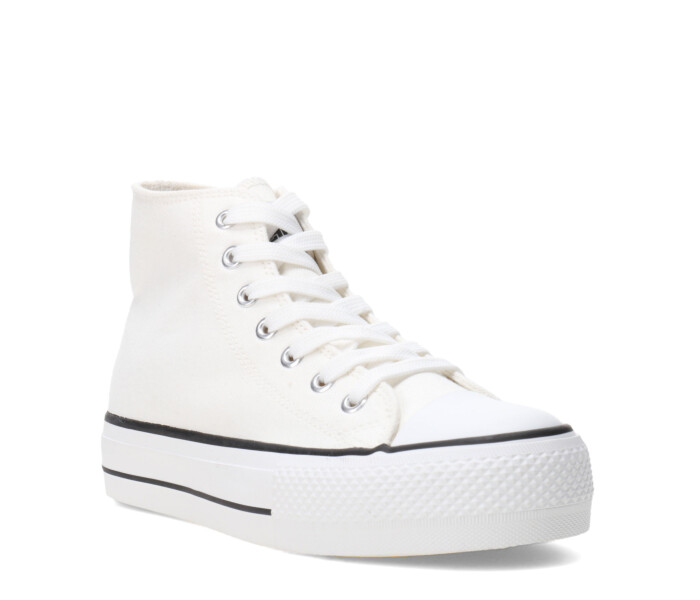 Championes MissCarol Track Tipo Bota Acordonado Con Plataforma Femenino Blanco