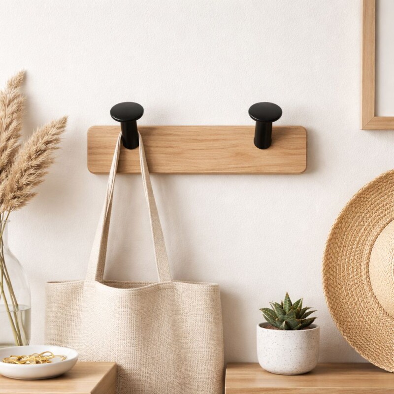 Perchero de Pared Mdf 2 Ganchos Negro