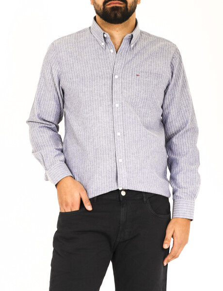 Camisa Harrington Label Azul/blanco