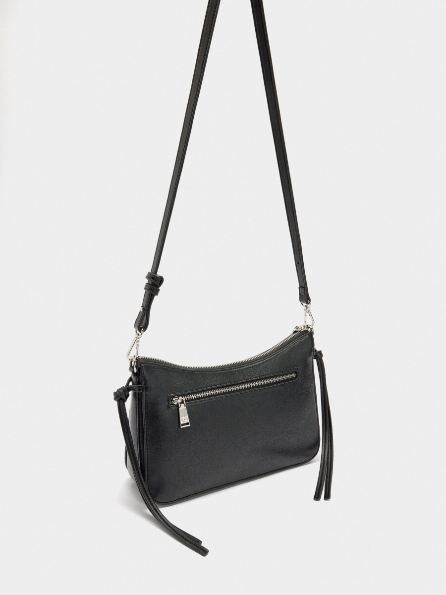 Bolso Bandolera Con Tiras Laterales negro
