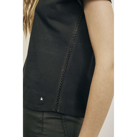 Remera Algodon Peinado Negro