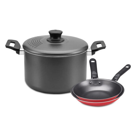 Set de Sartenes x2 Garlic + Espaguetera Alta Línea Magnific Rojo