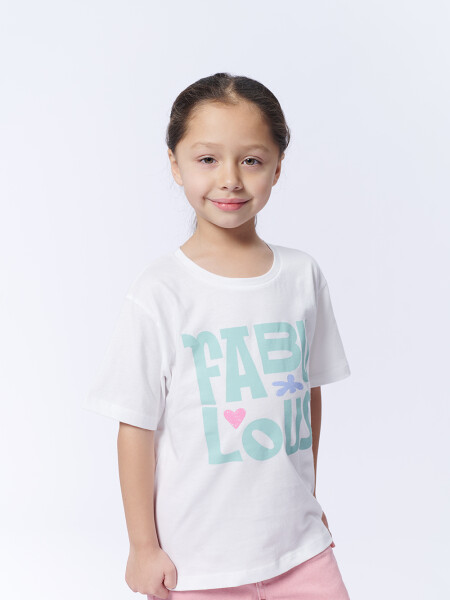 Remera Manga Corta Estampa Fabulous blanca