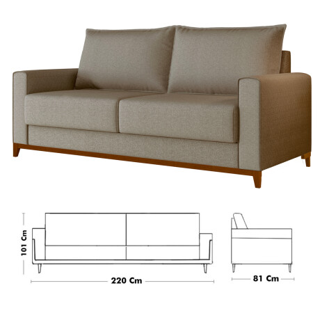 Sofá sillón 3 cuerpos - patas en madera BEIGE