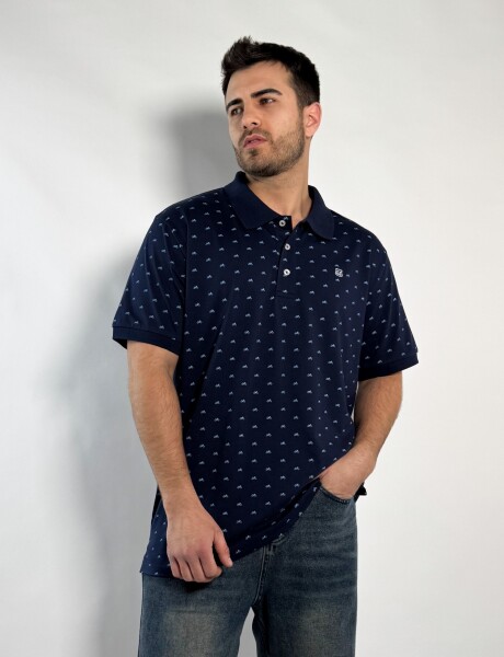 Remera polo de algodon estampada Darin Azul