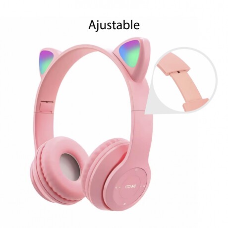 Auriculares BT Plegables Orejas Gato con Luz LED RGB Gris