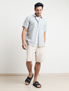 012634 CAMISA HARRINGTON LABEL Natural/azul