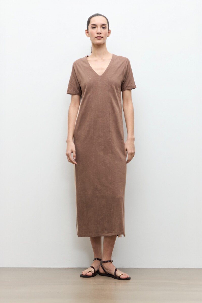 Vestido contraste lateral topo