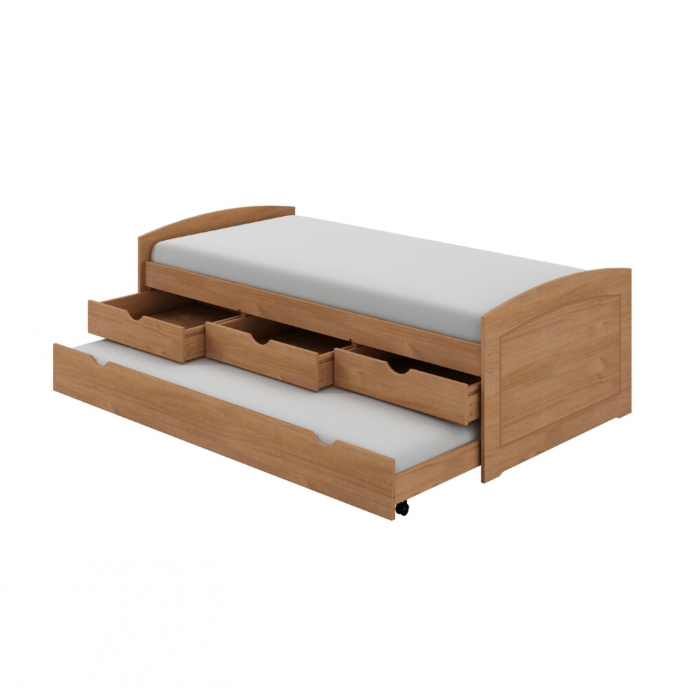 Cama Marinera 1 Plaza Madera Maciza Con Cajones - Ulli Marron