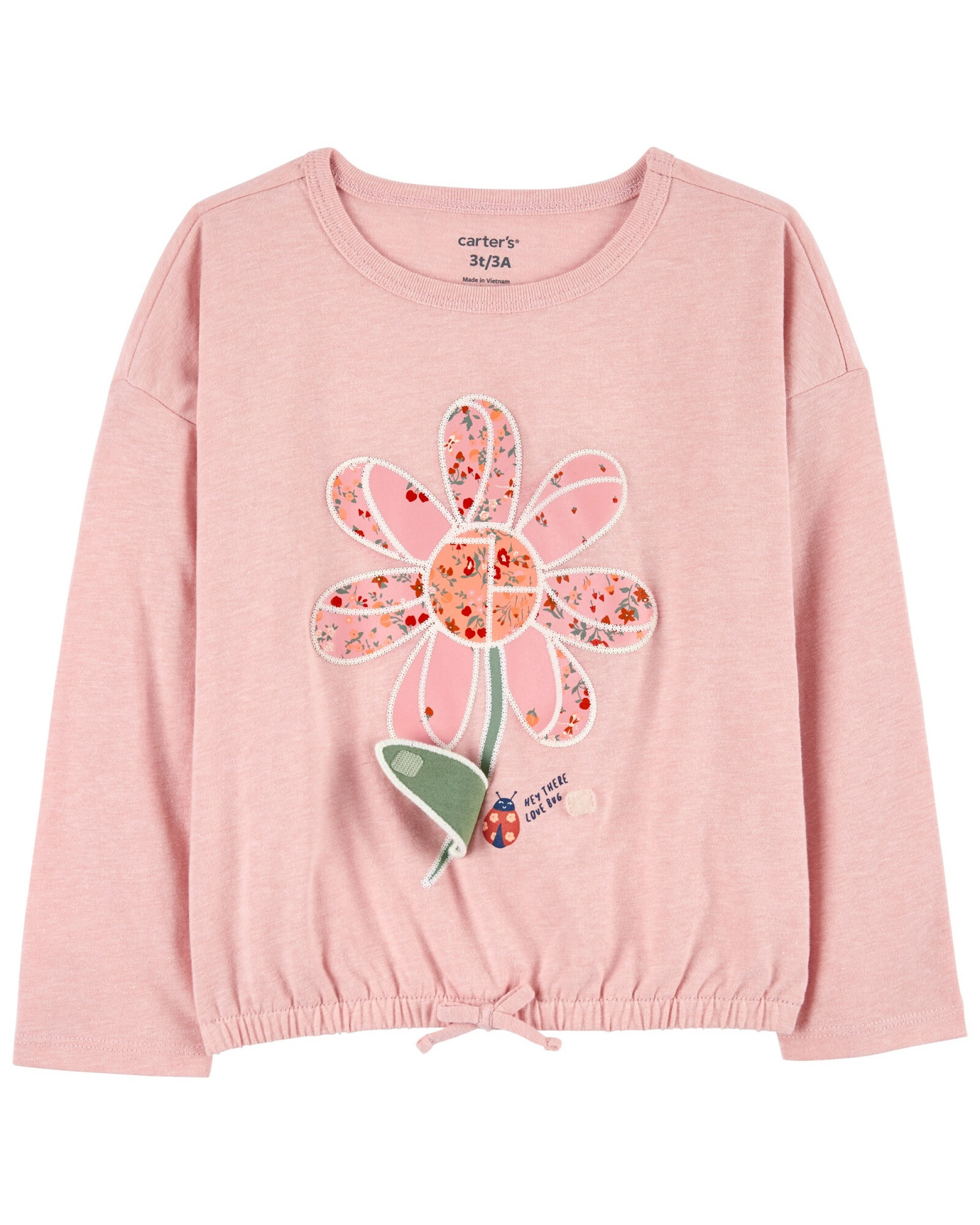 Remera de algodón con cintura elástica y estampa flor Sin color