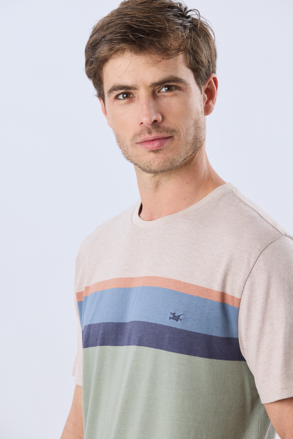 REMERA RAYADA DE ALGODÓN Pistacho