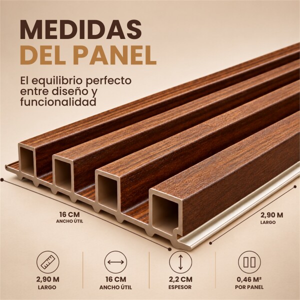 Pack x50 Wpc Simil Madera Wall Panel Lambrin 2.90x16.7 Marrón madera 5
