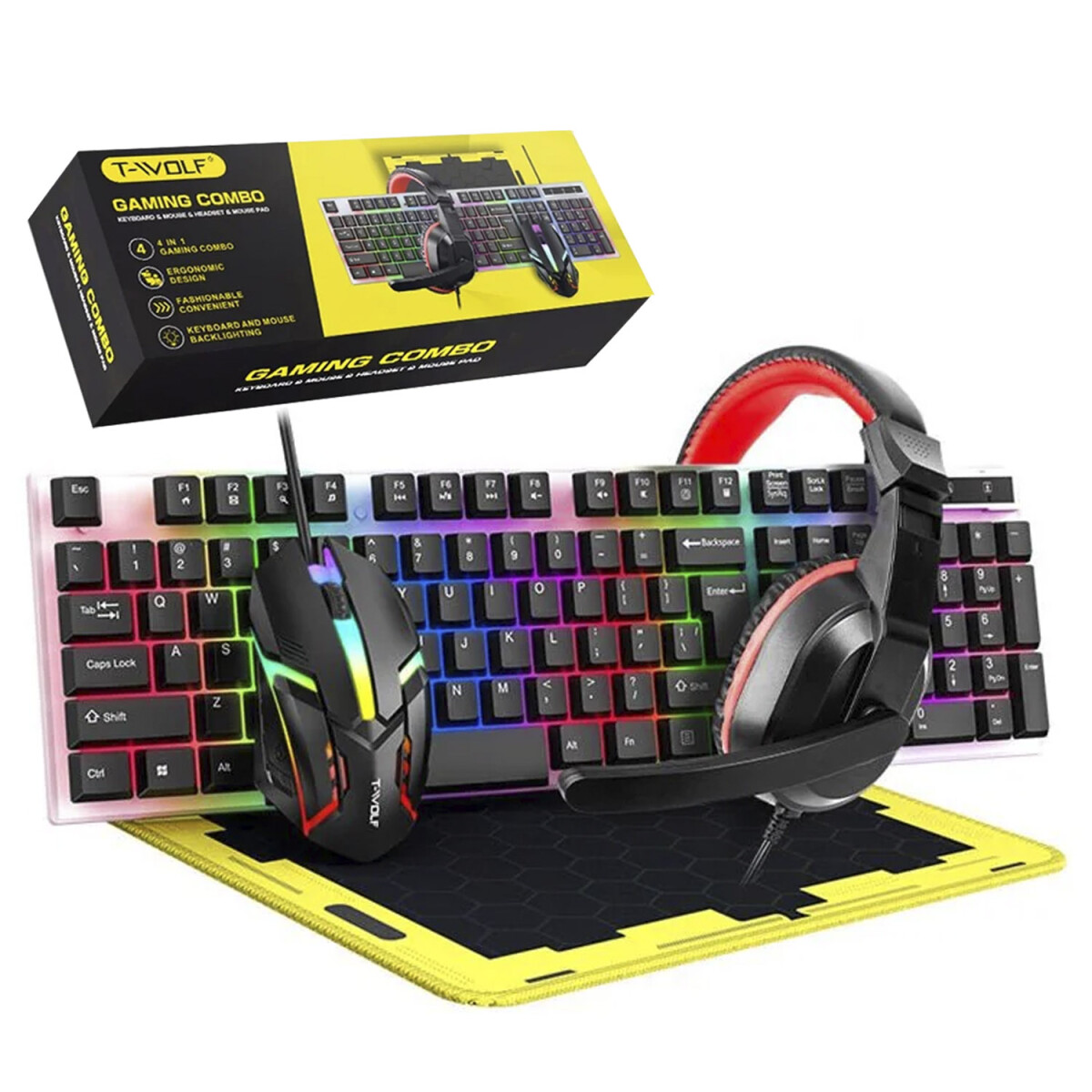 Set Gamer con Retroiluminación 4 en 1 T-Wolf TF-240 