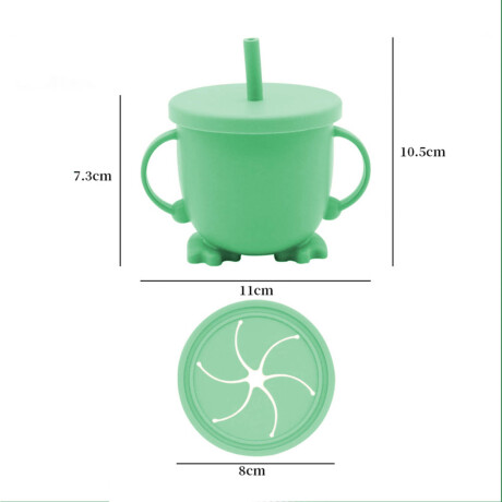 Set X10p Plato Comer Bebe Silicona+ Cubierto Vaso Verde