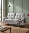 Sillon 2 Cuerpos Tela y Madera Natural Living Lamona Gris Claro