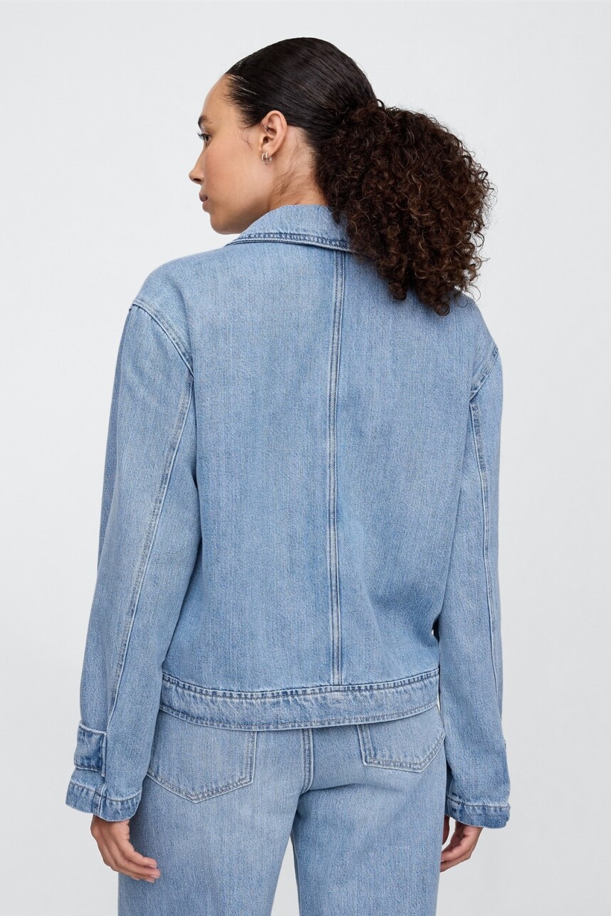 Campera De Jean Utility Mujer Light Wash