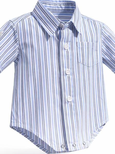 Camisa Body A rayas Celeste