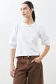 Remera con mangas abullonadas blanco
